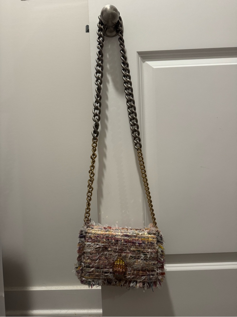 Kurt Geiger Multicolor Tweed Crossbody with Gold Chain - Picture 4 of 5